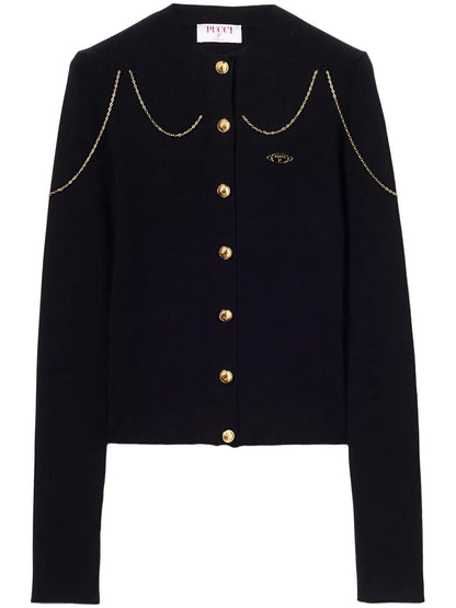 Chain-Embellished Cardigan