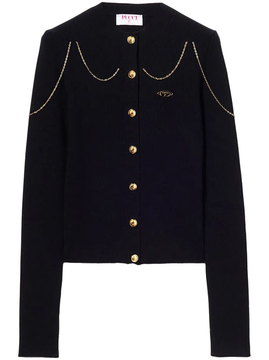 Chain-Embellished Cardigan