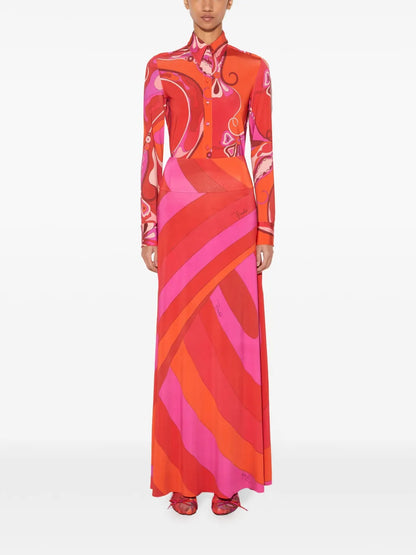 Iride-Print Long Skirt