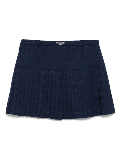 Moon Diamond-Jacquard Plaetd Mini Skirt