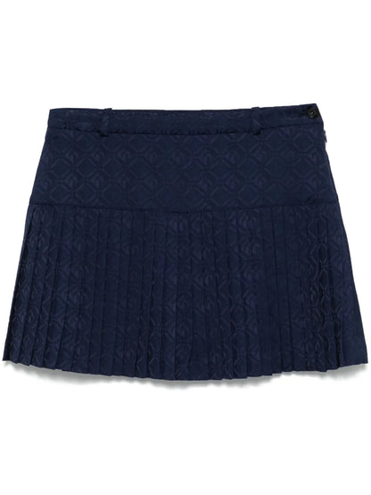Moon Diamond-Jacquard Plaetd Mini Skirt