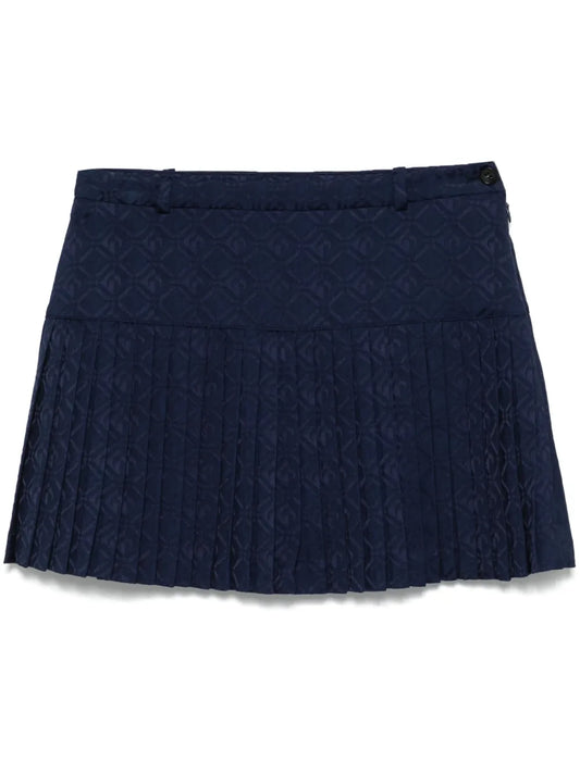 Moon Diamond-Jacquard Plaetd Mini Skirt