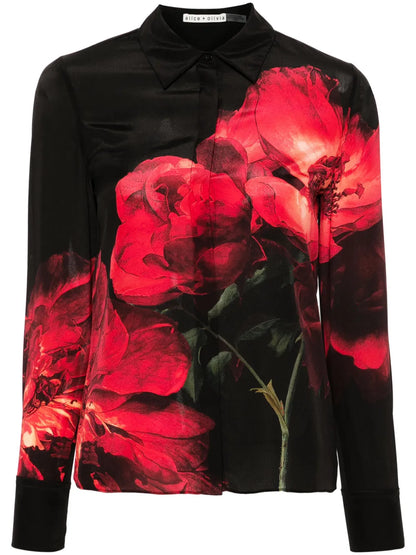 Floral-Print Silk Shirt