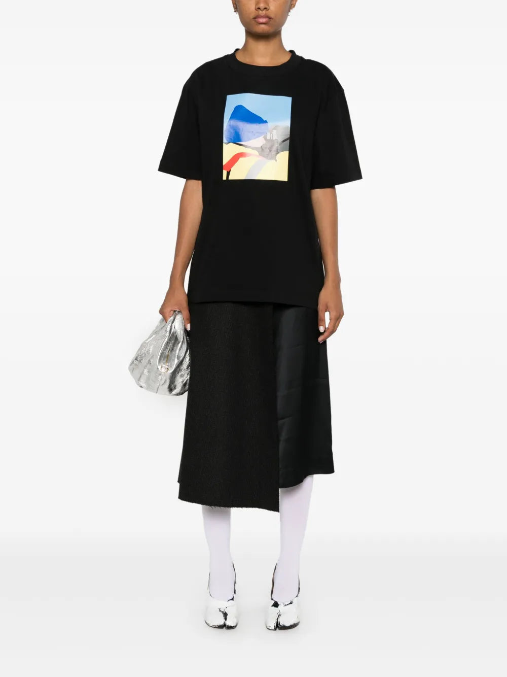 Micro-Pattern Midi Skirt