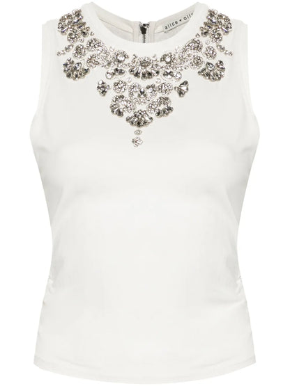 Rhinestone-Embellished Tank Top