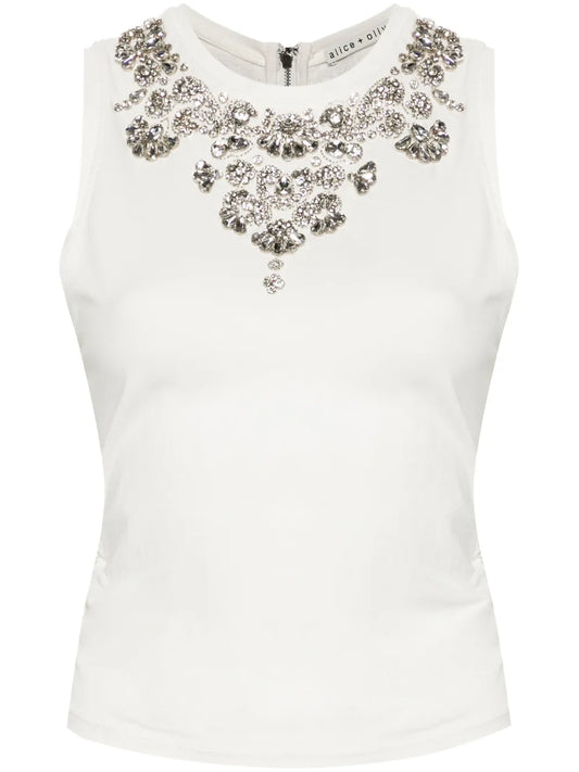 Rhinestone-Embellished Tank Top