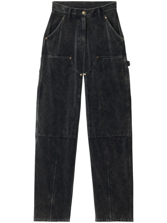 Velour High-Waisted Trousers