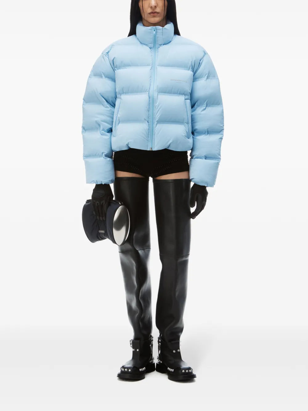Logo-Jacquard Cropped Puffer Jacket