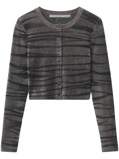 Animal-Print Crew-Neck Cardigan