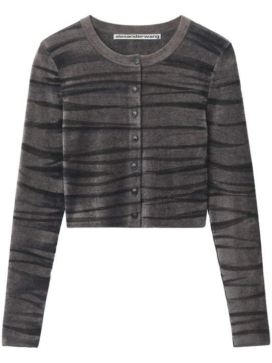 Animal-Print Crew-Neck Cardigan