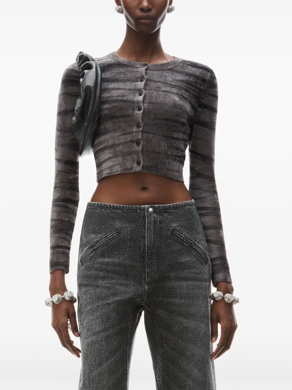 Animal-Print Crew-Neck Cardigan