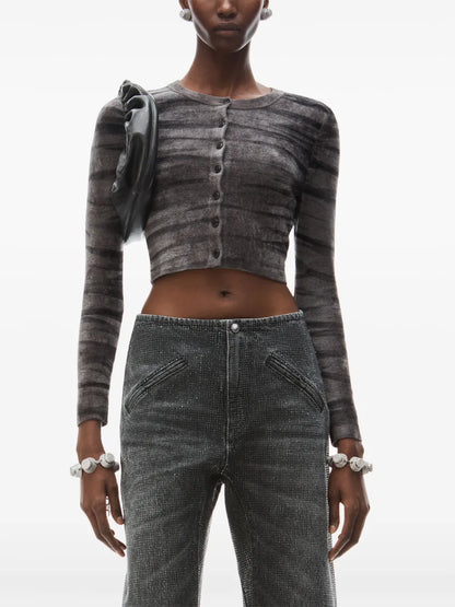Animal-Print Crew-Neck Cardigan
