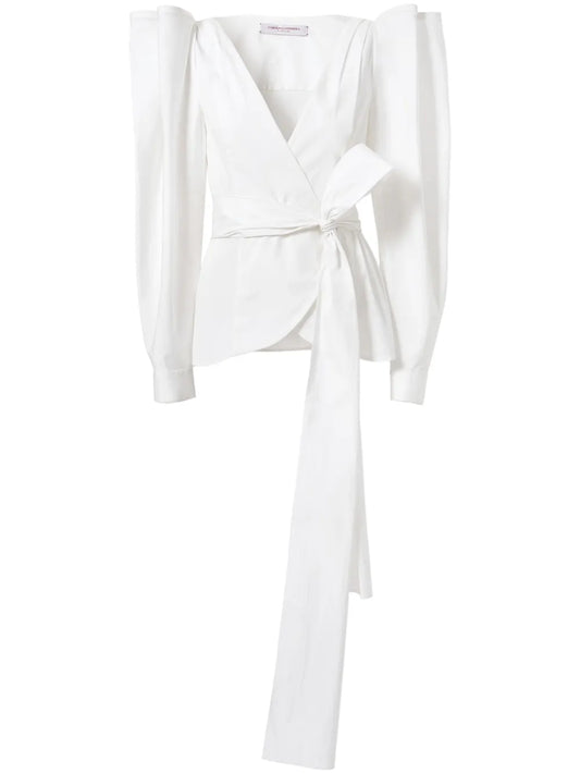 Wrap Puff-Sleeve Top