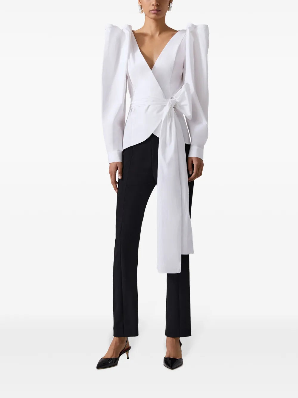 Wrap Puff-Sleeve Top