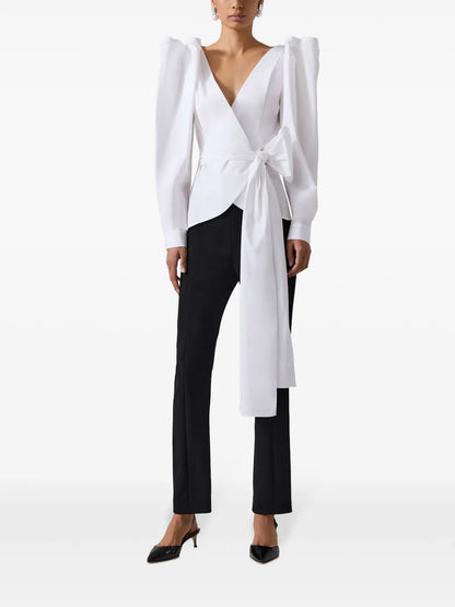Wrap Puff-Sleeve Top
