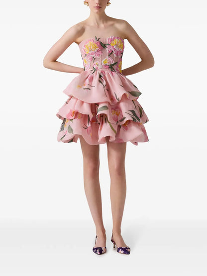 Floral-Print Ruffled Mini Dress