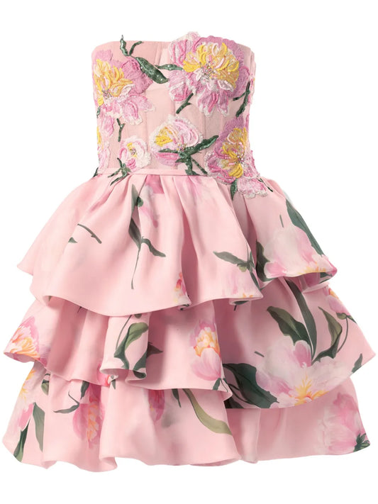 Floral-Print Ruffled Mini Dress