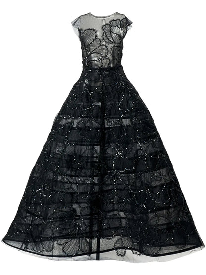 Embroidered Floral Gown