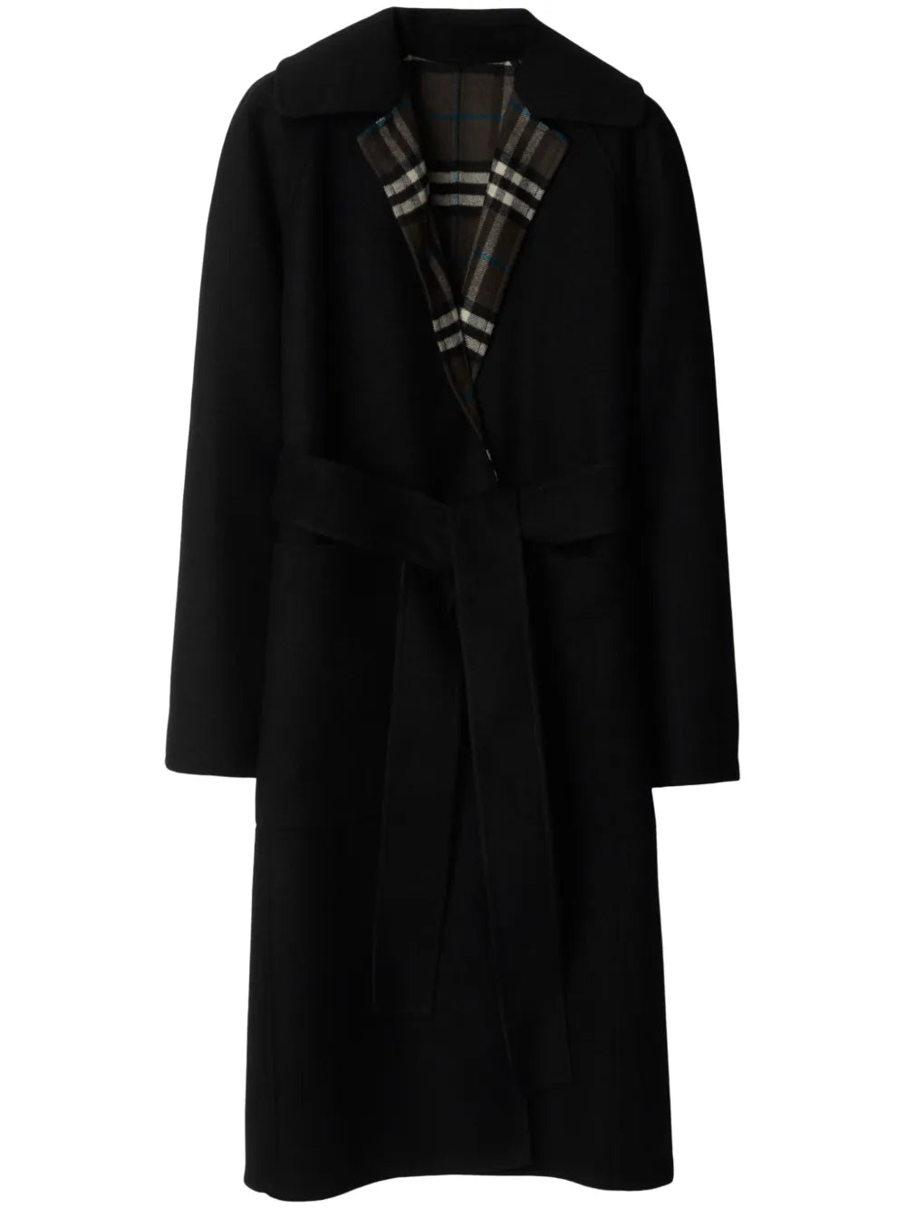 Reversible Check Wool Wrap Coat