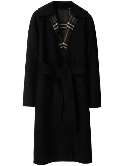 Reversible Check Wool Wrap Coat