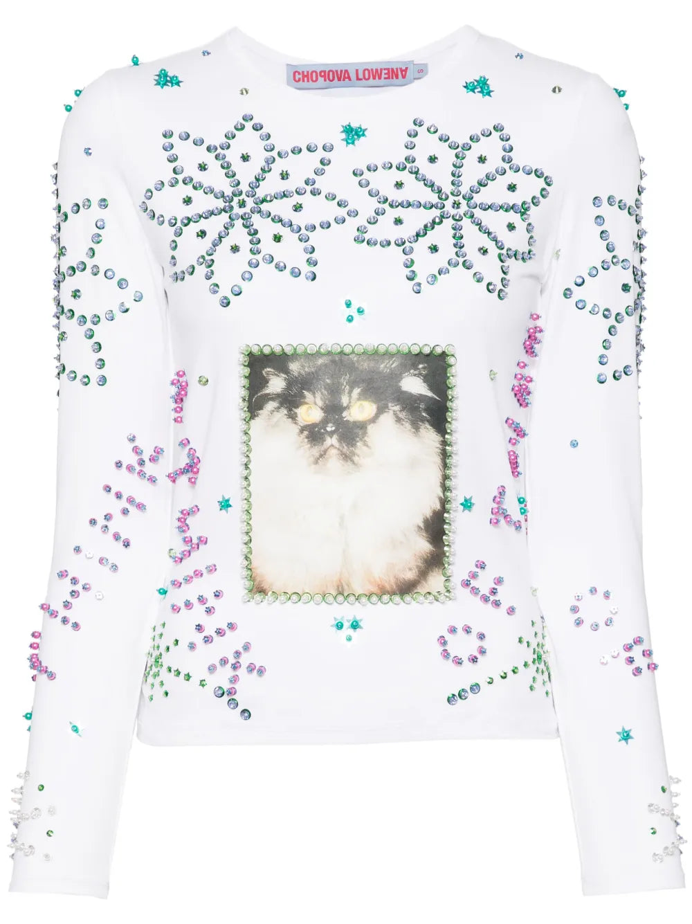 Rhinestone-Embellished Jersey Top