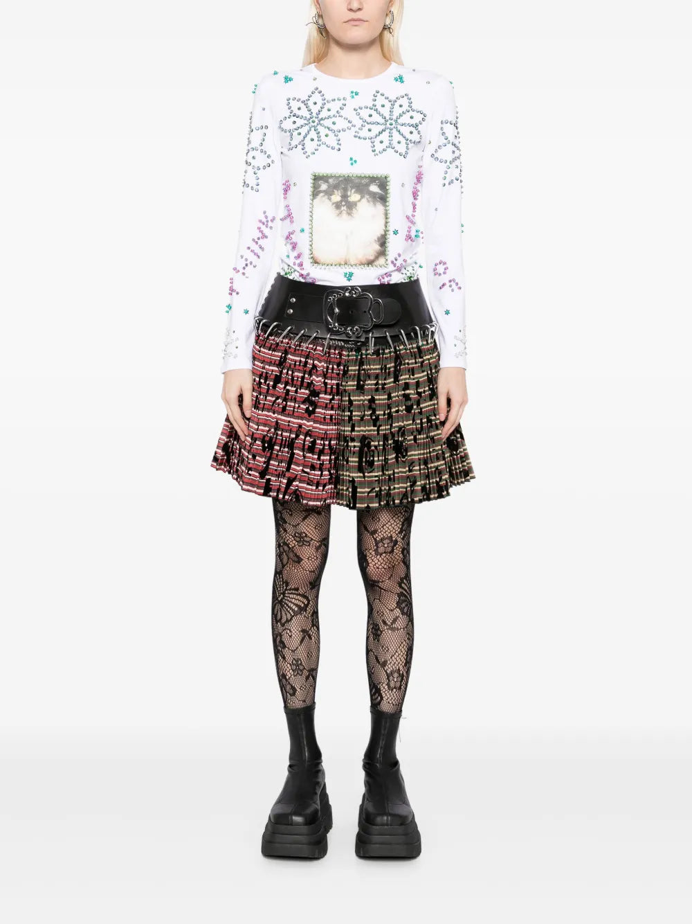 Rhinestone-Embellished Jersey Top