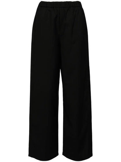 Elasticated-Waist Straight-Leg Trousers