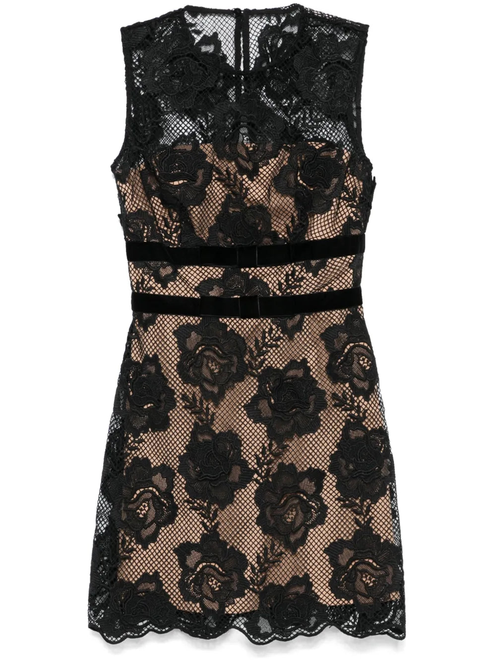 Bow-Detail Lace Mini Dress