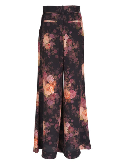 Floral-Print Flared Trousers