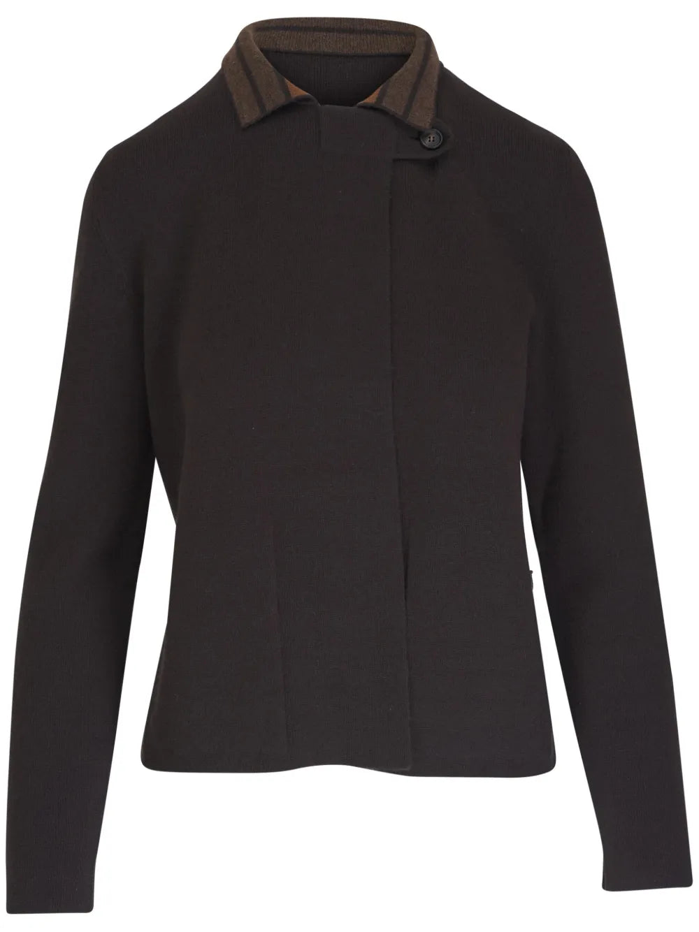 Contrasting-Collar Cardigan