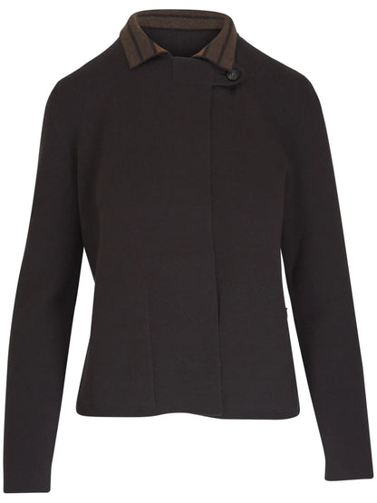 Contrasting-Collar Cardigan