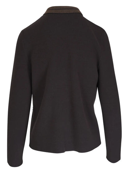 Contrasting-Collar Cardigan