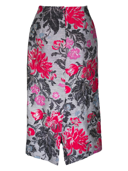 Floral-Jacquard Midi Skirt