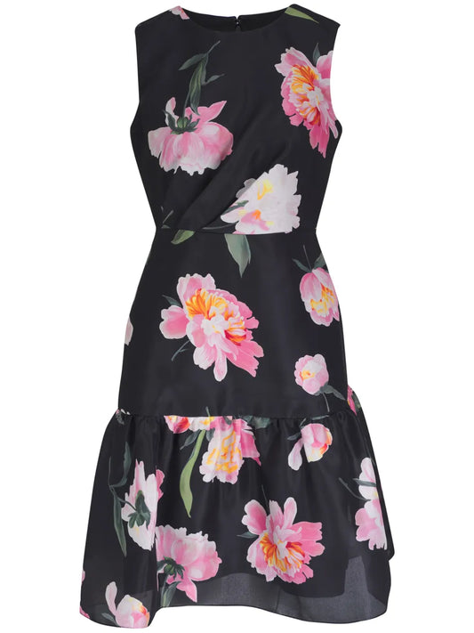 Floral-Print Silk Dress