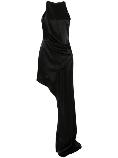 Draped Asymmetric Maxi Dress