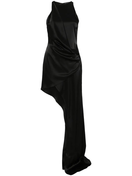 Draped Asymmetric Maxi Dress