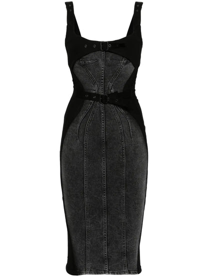 Panelled Denim Midi Dress