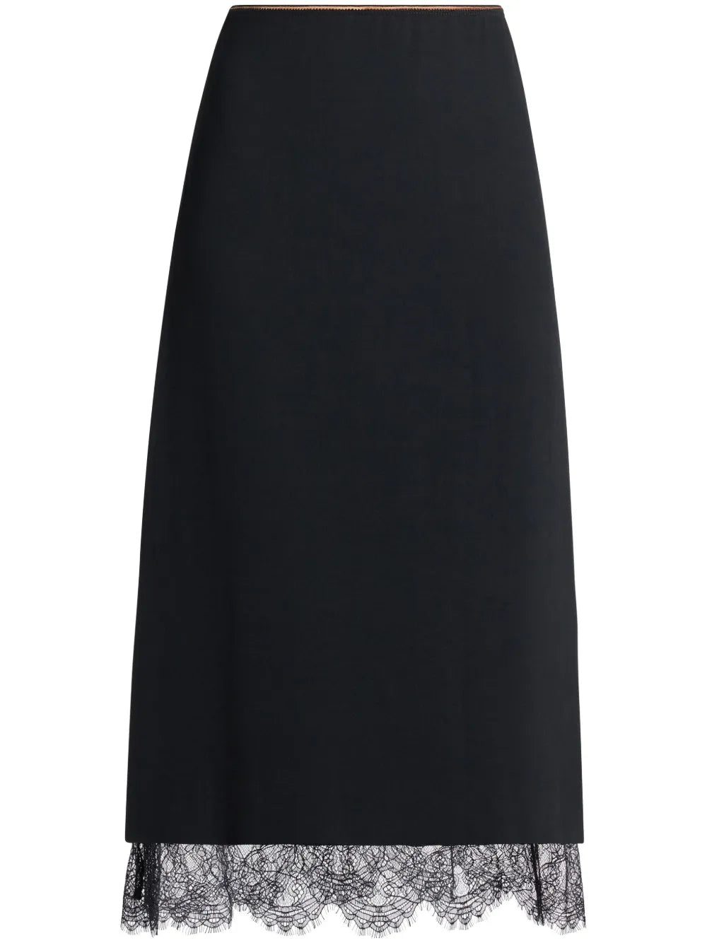 Lace Paneled Straight Skirt