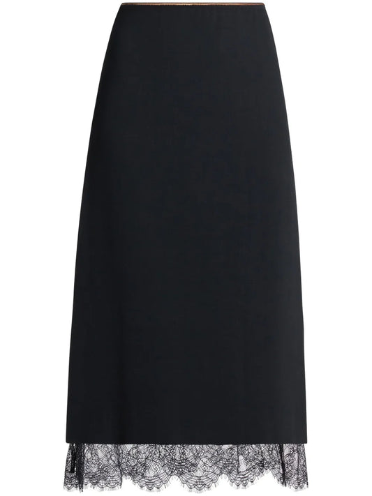 Lace Paneled Straight Skirt