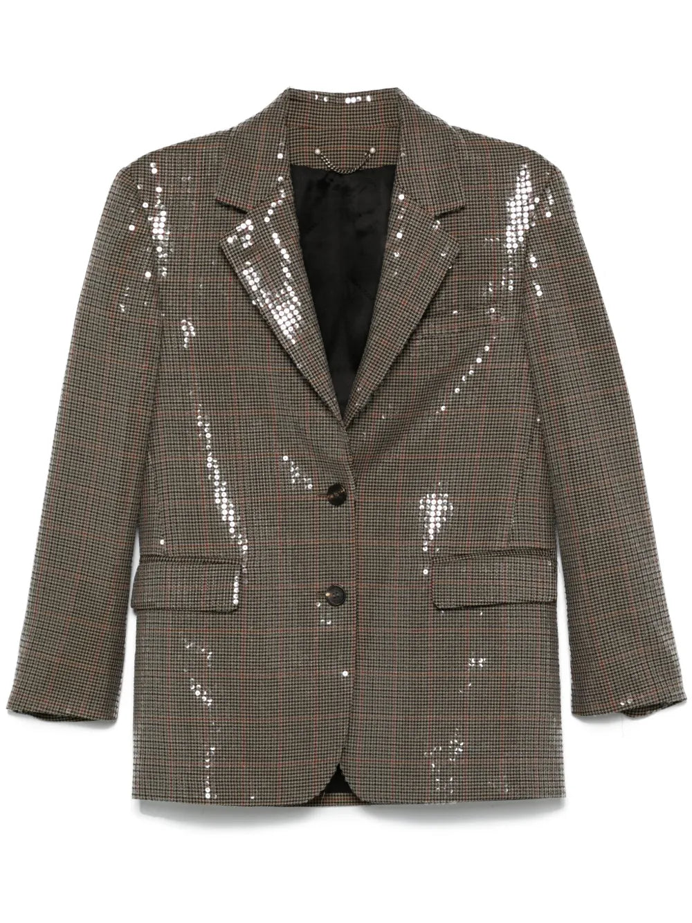 Houndstooth Sequin-Embellished Blazer