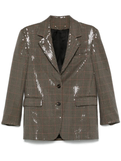 Houndstooth Sequin-Embellished Blazer