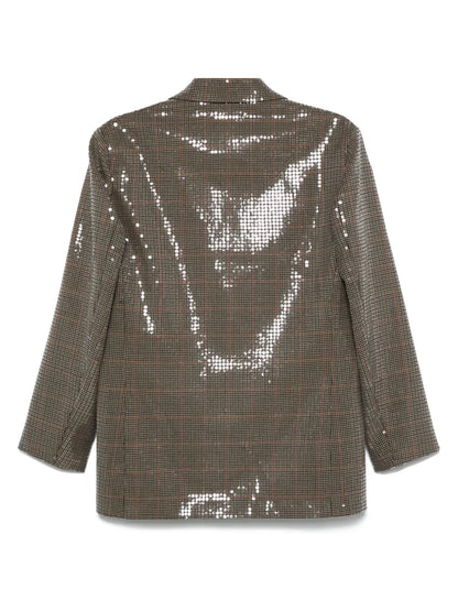 Houndstooth Sequin-Embellished Blazer