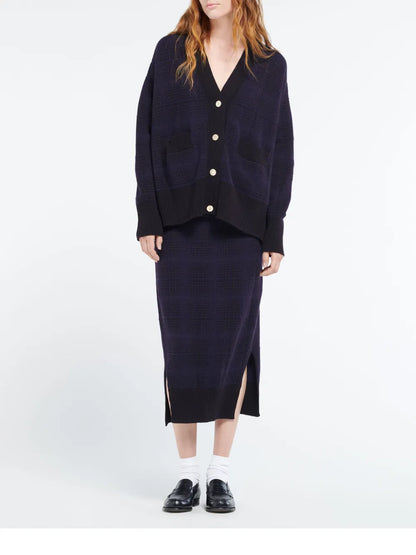 Tartan-Pattern Cashmere Skirt