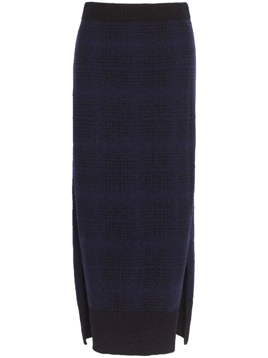 Tartan-Pattern Cashmere Skirt