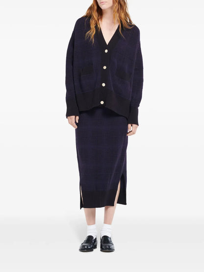 Tartan-Pattern Cashmere Cardigan