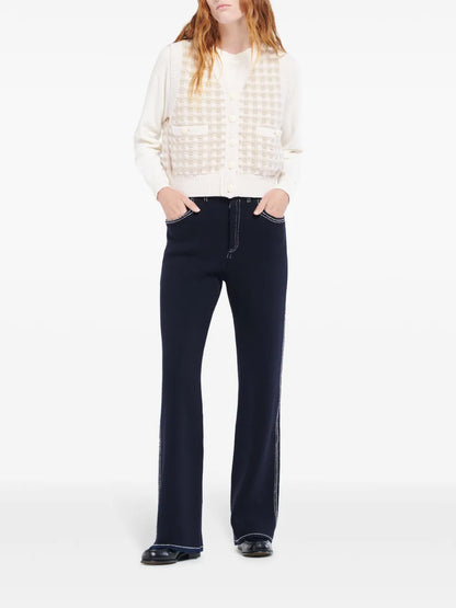 Gingham-Pattern Cashmere Cardigan