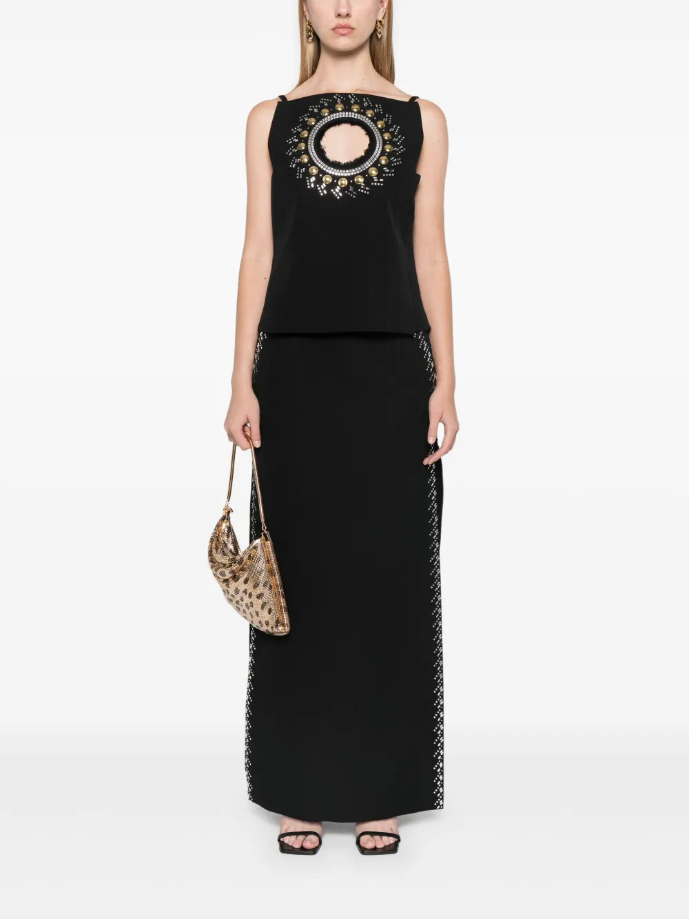 Rhinestone-Embellished Maxi Skirt