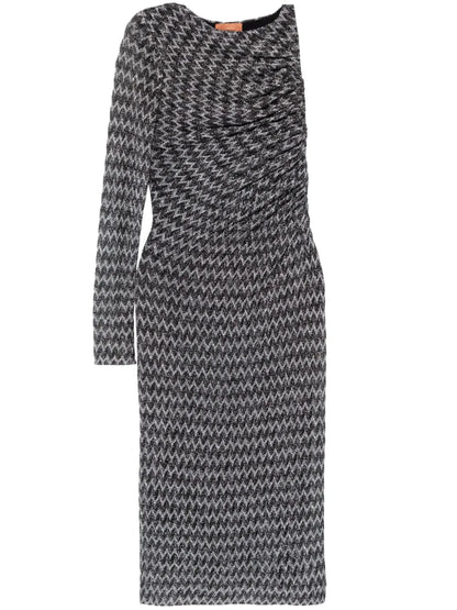 Chevron-Knit Midi Dress