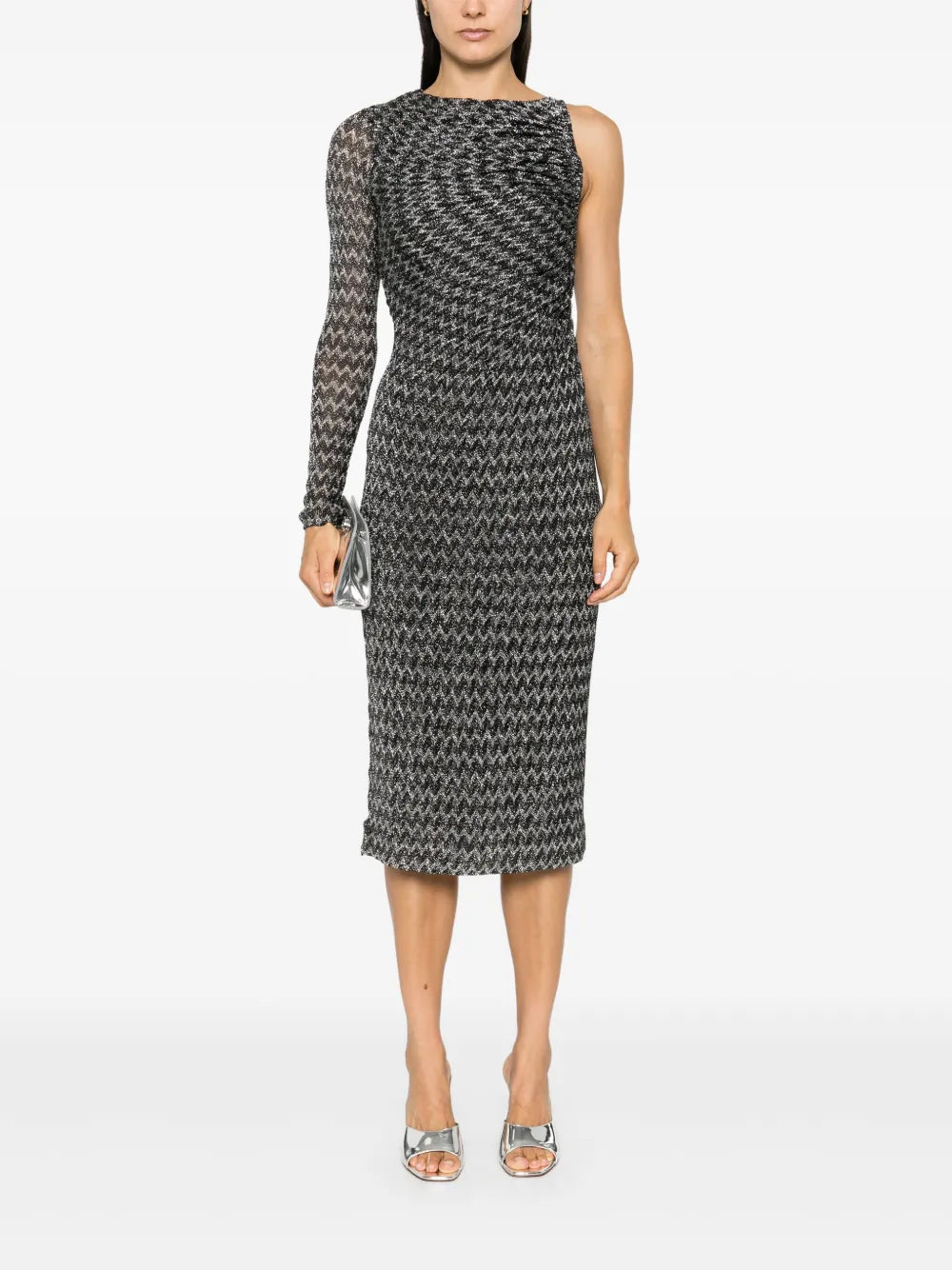 Chevron-Knit Midi Dress