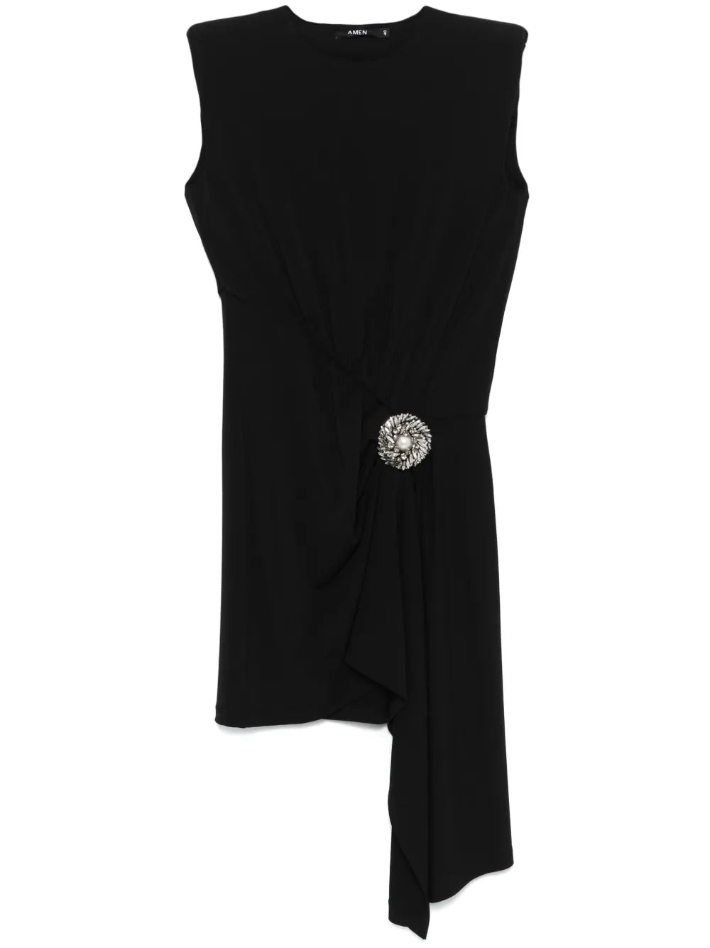 Crystal-Embellished Appliqué Mini Dress